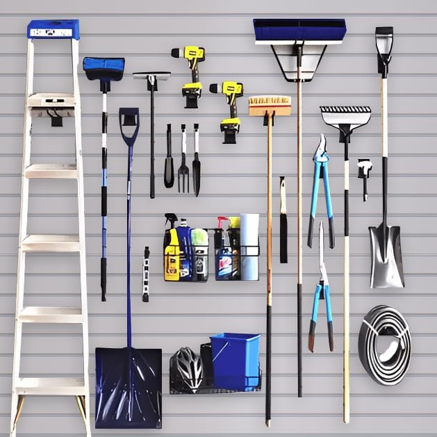 NeatiEase Slatwall Panel Wall Storage Systems, 4 x 8ft Slat Wall Paneling Garage Wall Organizer