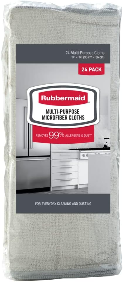 Rubbermaid Microfiber Cloth Towels 24 Pack 14"x14" Non-Scratch Reusable/Washable for