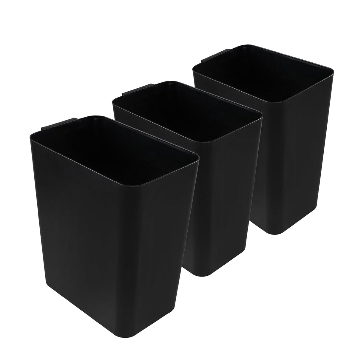 Zopnny 3 Pack 4.5 Gallon Plastic Waste Container, Trash Can Wastebasket, Black Garbage Container
