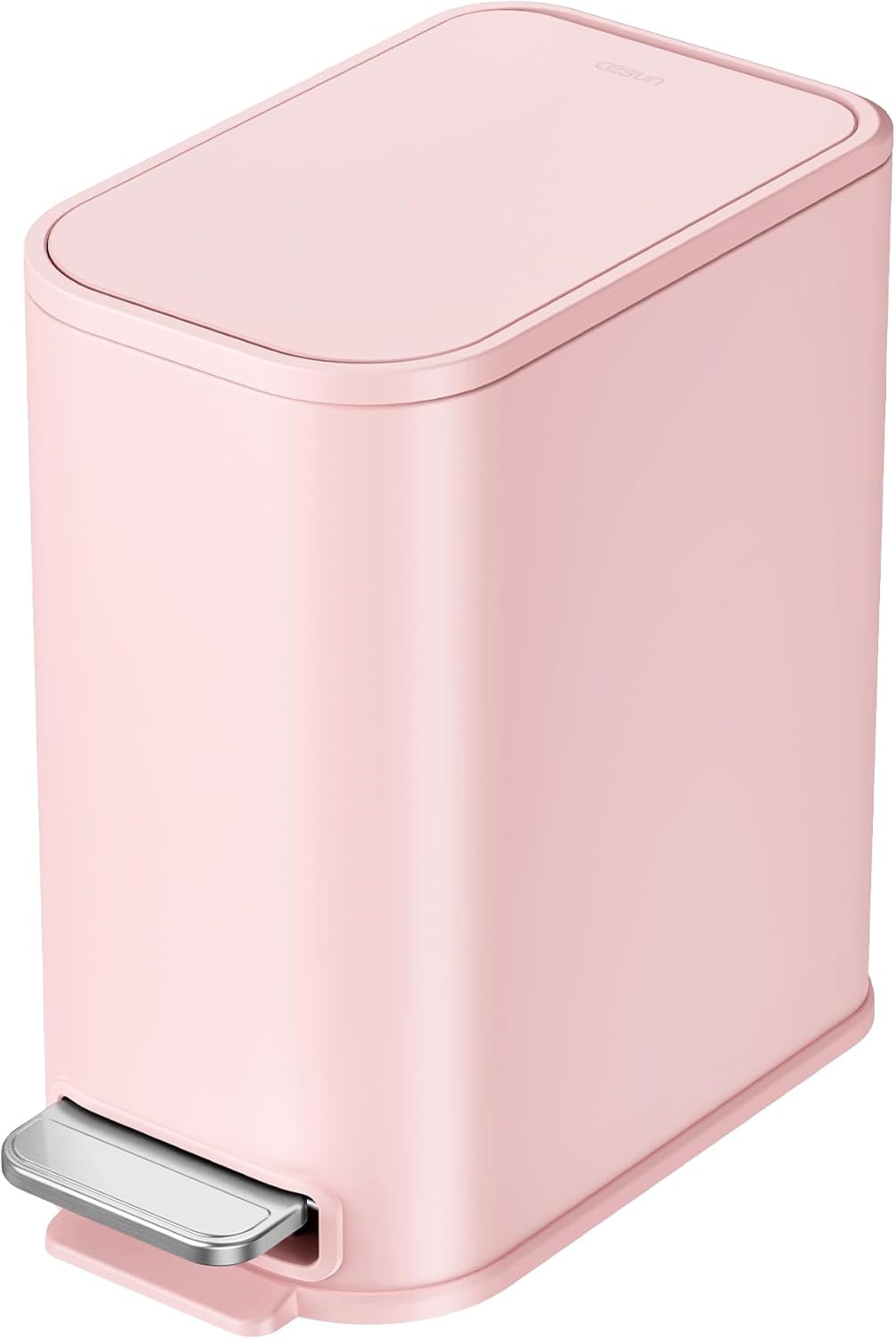Cesun Small Bathroom Trash Can with Lid Soft Close, Step Pedal, 5 Liter / 1.3 Gallon Stainless