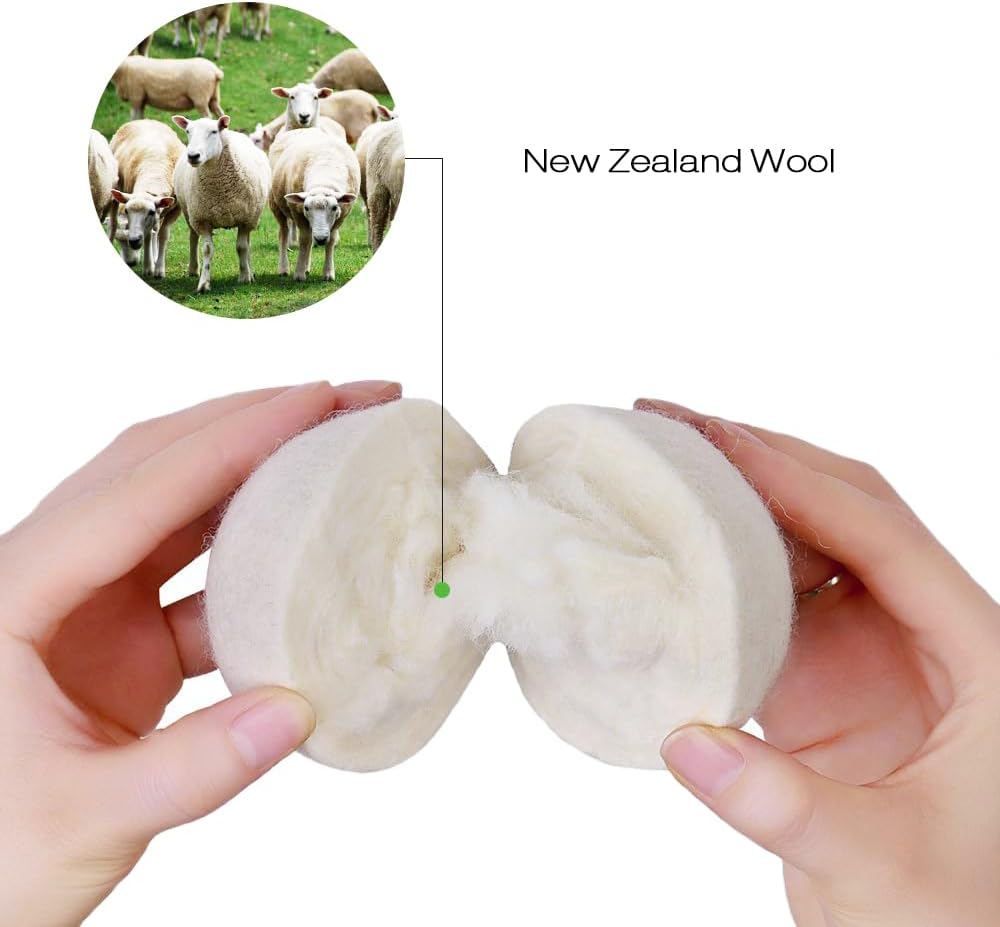 Raffaelo Wool Ball, Wool Dryer Balls XL Premium Reusable Natural Fabric Softener Pet Fur Hair