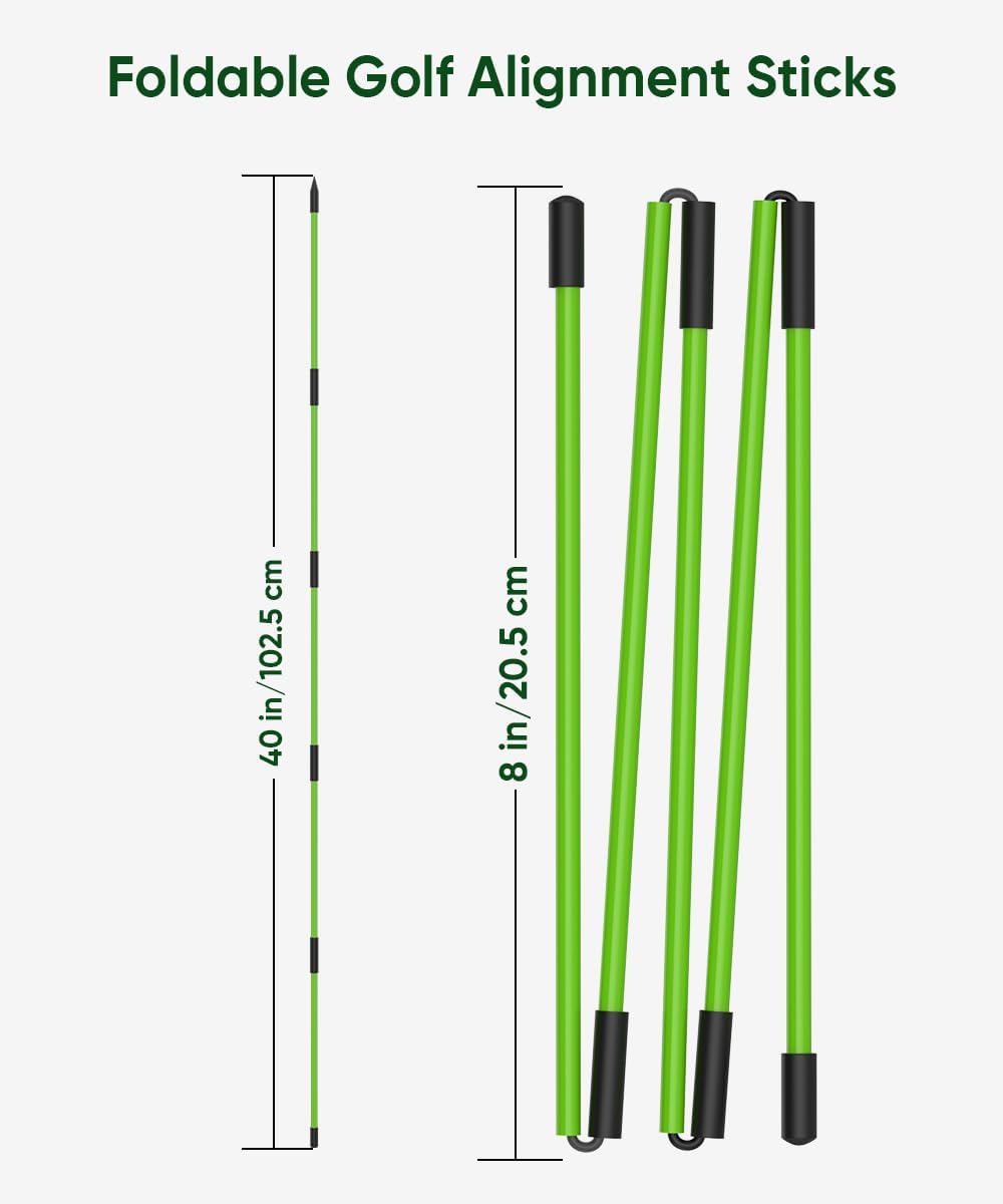 BKF Golf Alignment Sticks and Angle Holder Set with Portable Bag, Golf Swing Trainer, Golf Training