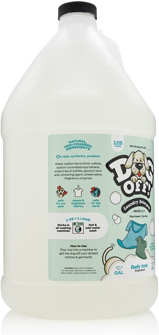Bark2Basics Dog-Off Laundry Liquid Detergent, 1 Gallon - 128 Loads, Eliminates Pet Odors and Stains