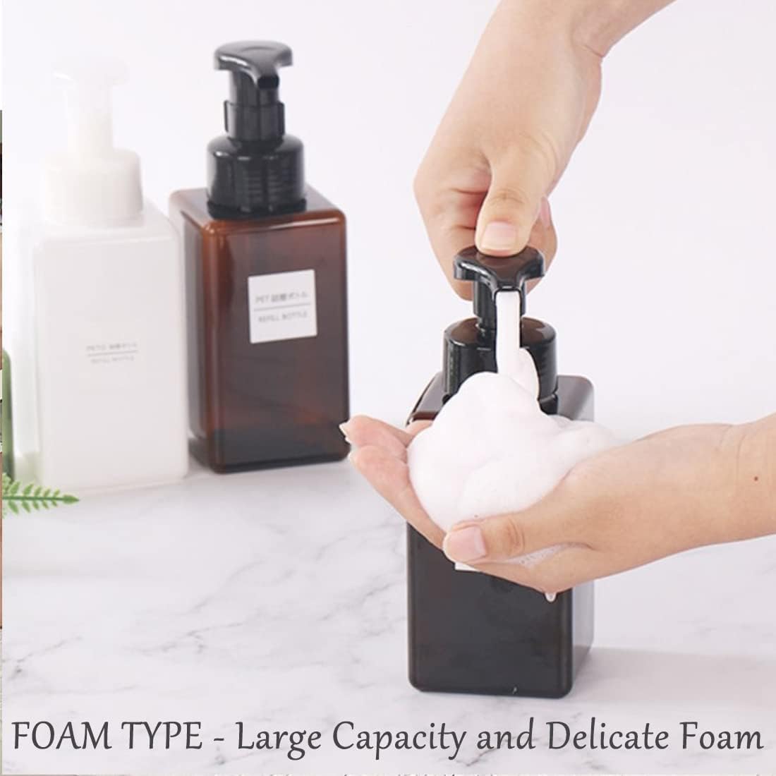 Foaming Soap Dispenser, 450ml(16oz) Refillable Modern Square Pump Bottle for Shampoo, Body Wash