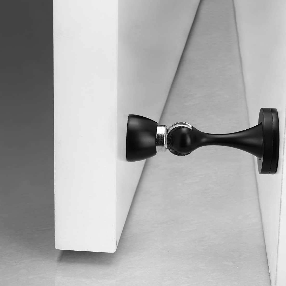 YAGU Door Stopper 6 Pack Magnetic Door Stops, Zinc Alloy Matte Black Door Catch Door Holder Wall