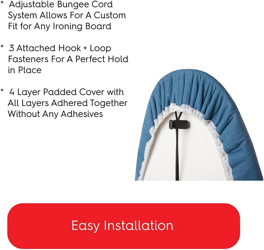 TIVIT Ironing Board Cover 18 x 57, Made in Italy. Performance Grade Titanium Coated Pro Grip Pad &
