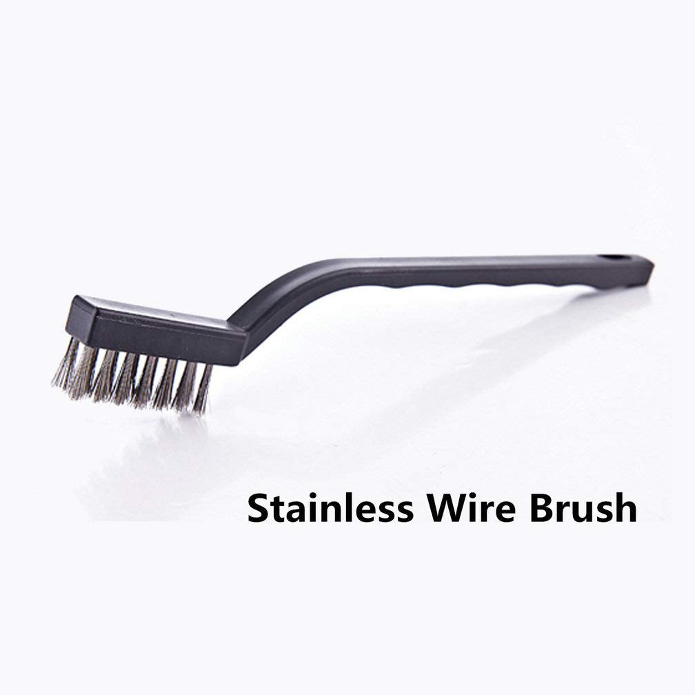 9PCS MINI Wire Brushes, Stainless Steel Brush Set, Curved Handle Scratch Toothbrush, Cleaning