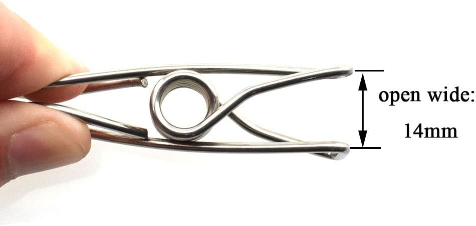 HAHIYO Clothespins Chip Clips All Metal Stainless Steel No Rust Stains Strong Grip in Heavy Wind