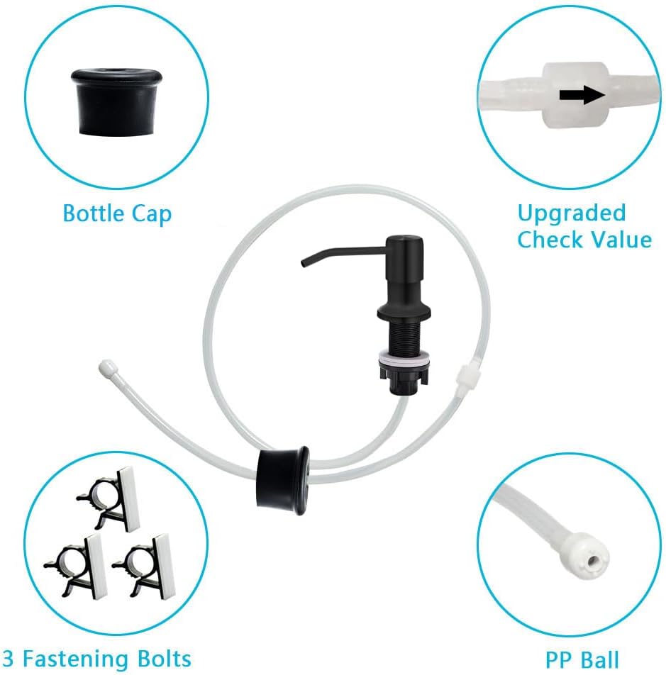 Soap Dispenser for Kitchen Sink, Countertop Soap Dispenser Pump, 47" Silicone Extension Tube