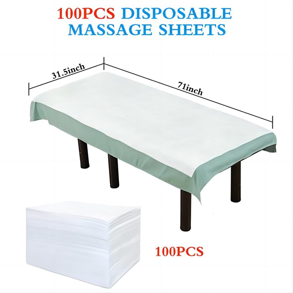 100Pcs Disposable Massage Table Sheets 31.5" x 71" Non-Woven Fabric Bed Covers for Ultimate Hygiene