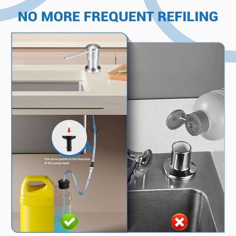 Yofidra Soap Dispenser for Kitchen Sink: Built in Sink Soap Dispenser Pump, Brushed Nickel
