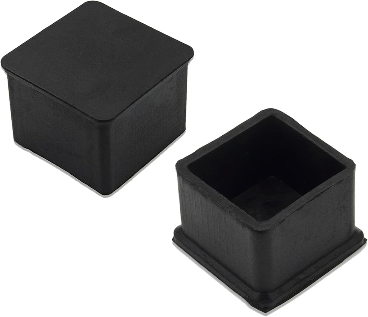 Flyshop Non-Slip Thick Rubber Leg Tips Floor Protectors Square Chair Leg Caps 20pcs, Black, 35 mm x