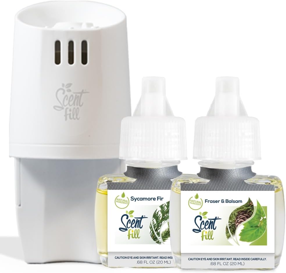 Scent Fill Christmas Tree Plug in Air Freshener Kit (Fraser Fir Balsam & Sycamore Fir), 2 Refills +