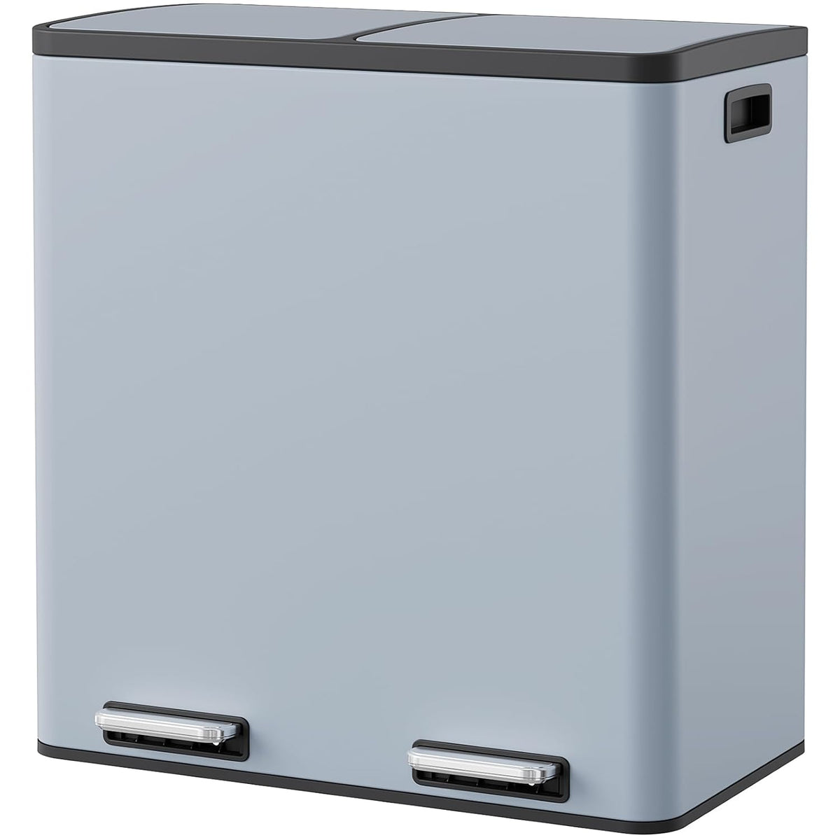 Arlopu 16 GallonStainless Steel Trash Can, 60L Dual Compartment, Metal Kitchen Step Recycle Bin