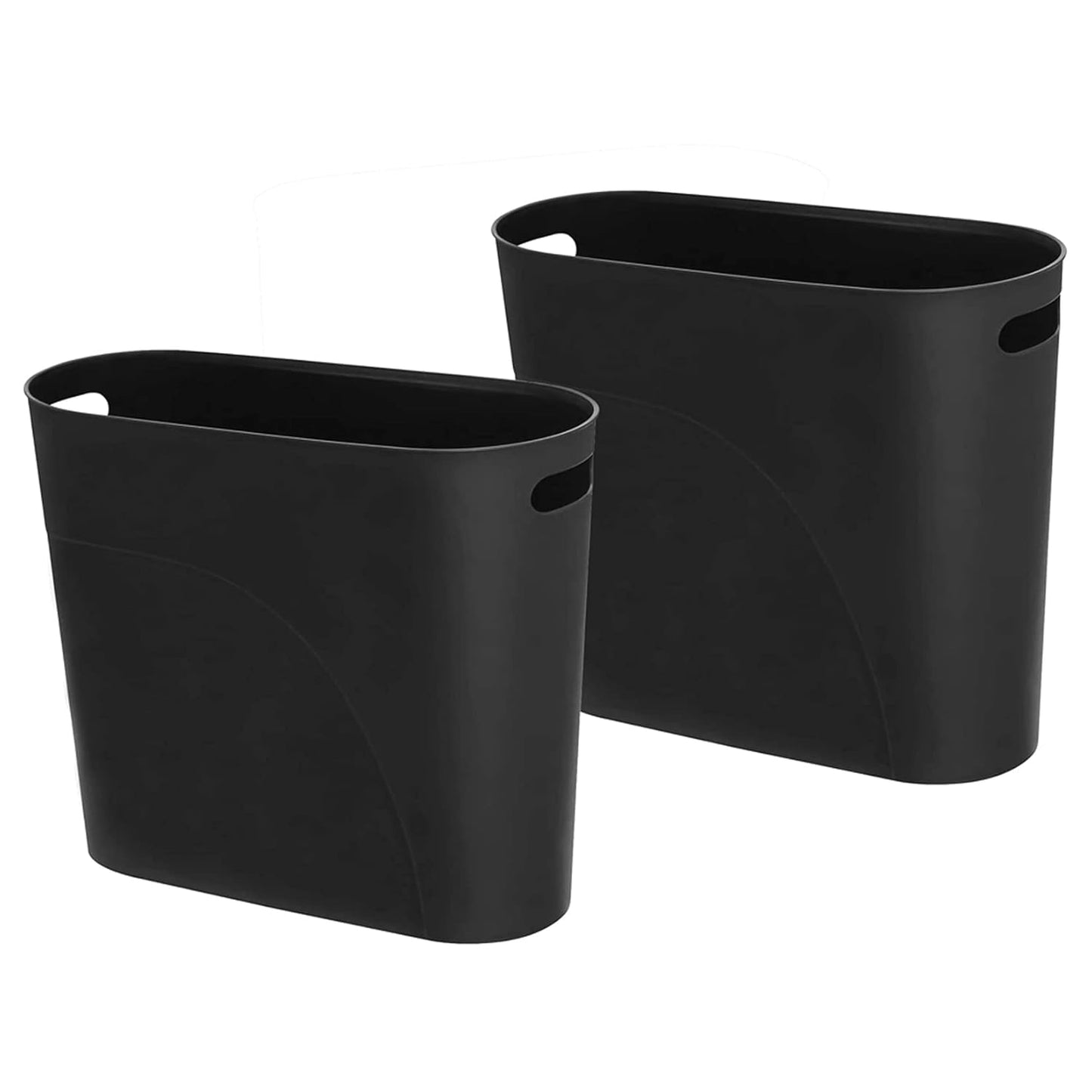 Small Trash Can Plastic Bathroom Wastebasket 3.2 Gallon Slim Garbage Container Bin with Handle for