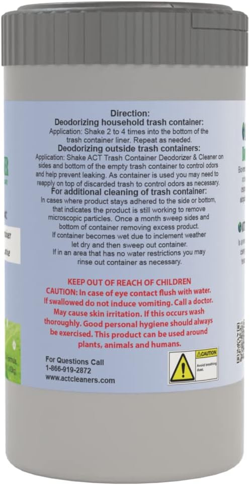 ACT Trash Deodorizer and Cleaner | Eliminates Odors Controls Garbage Sludge | for Garage and