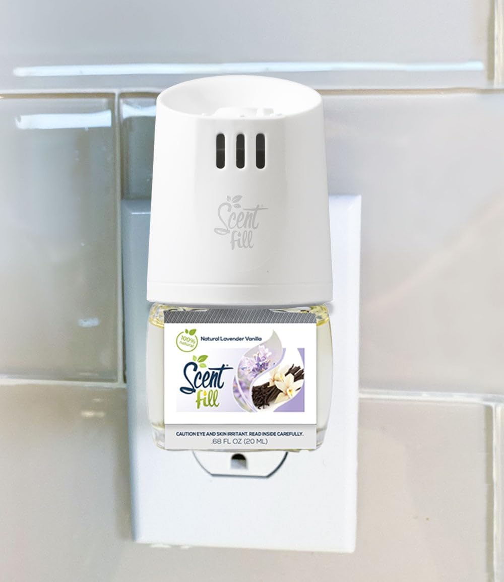 Scent Fill 100% Natural Lavender Vanilla Plug in Air Freshener, Scented Oil Refills, 2 Refills +