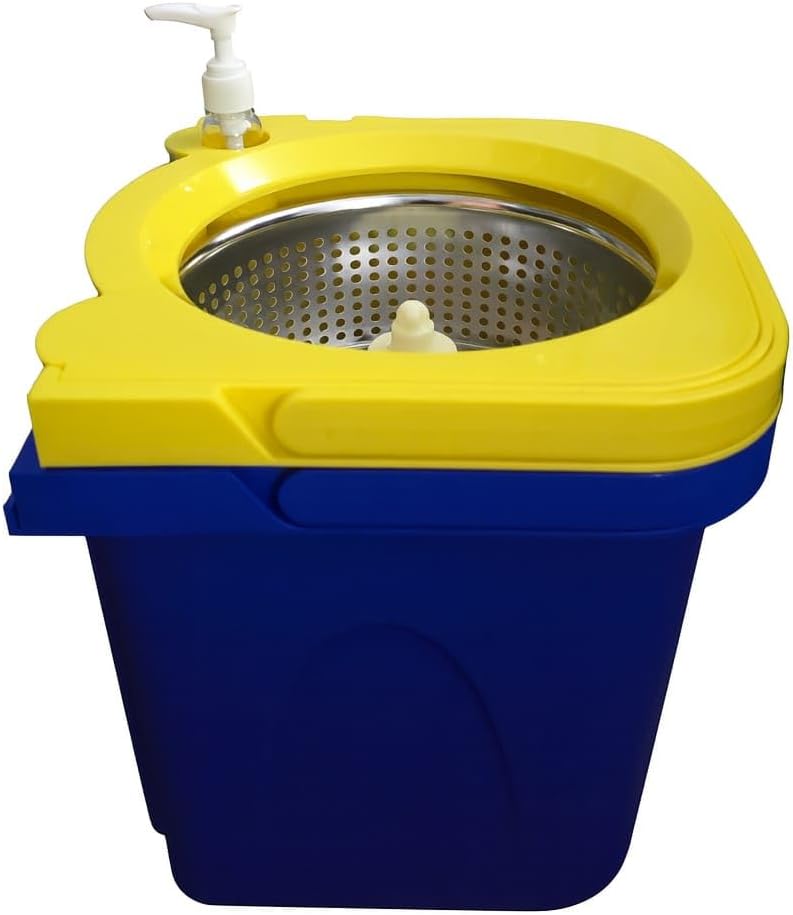 Thunder Mop Spin System - 2 Compact Stackable 6L Buckets, Microfiber Head, Stainless Steel Wringer