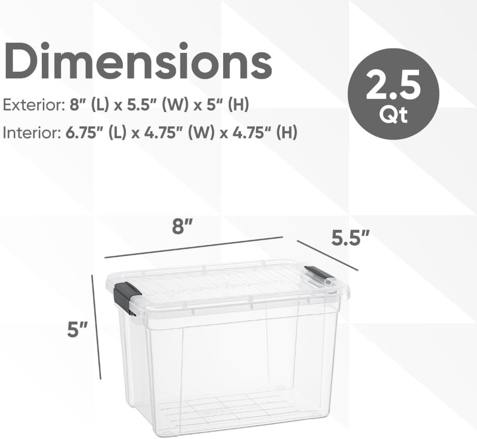 Superio Clear Storage Bins with Lids, Stackable Deep Storage Boxes with Latches and Handles, Extra