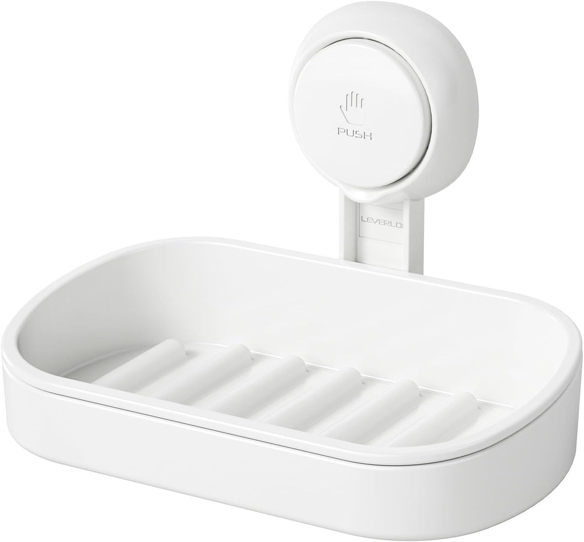 LEVERLOC Soap Dish Holder for Shower Suction Cup Wall Mounted Self Draining NO-Drilling Removable