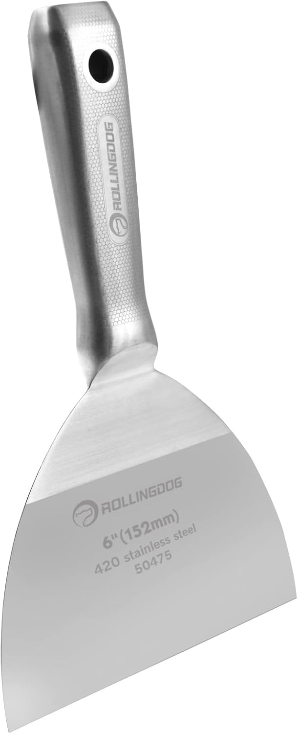 ROLLINGDOG 6 inch Putty Knife - 420 Stainless Steel Spackle Knife Drywall Knife One Piece Mirror