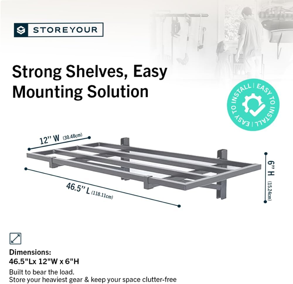StoreYourBoard 2-Pack Heavy Duty Wall Shelves – Wall-Mounted Garage Storage Shelving and