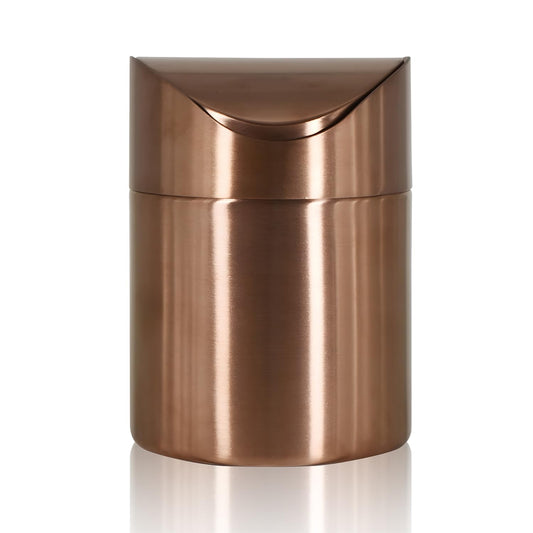 Mini Trash Can, Tiny Desktop Trash Bin with Swing Lid, Stainless Steel Bathroom Countertop Garbage