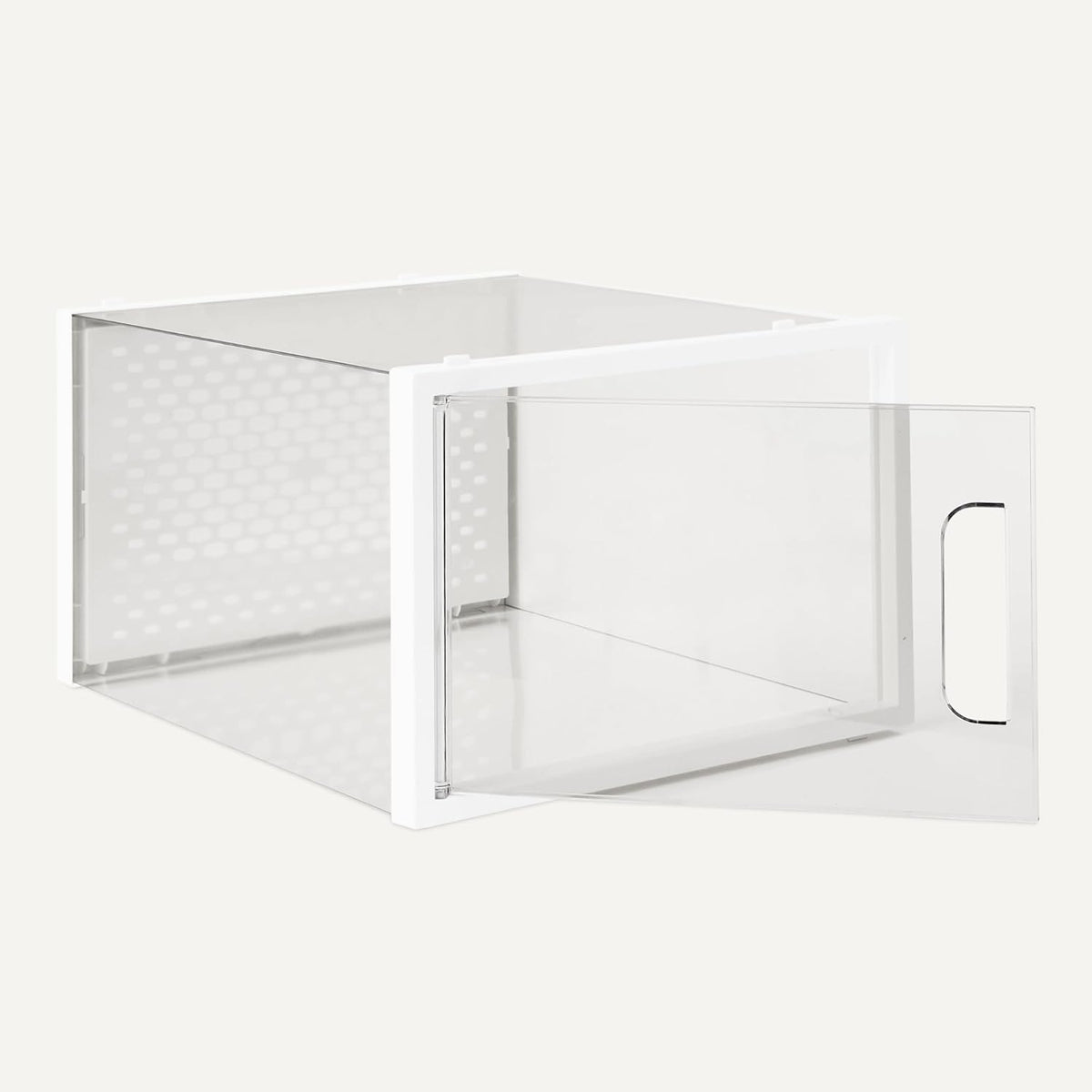 Amazon Basics Stackable and Foldable Clear Shoe Storage Organizer Box, Large, Pack of 12