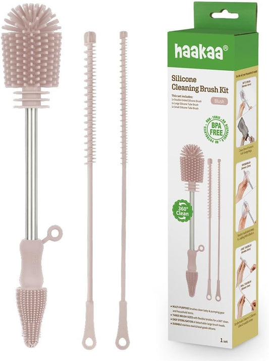 Haakaa Silicone Cleaning Brush Kit – Household Cleaning Brushes for Bottles and Crevices