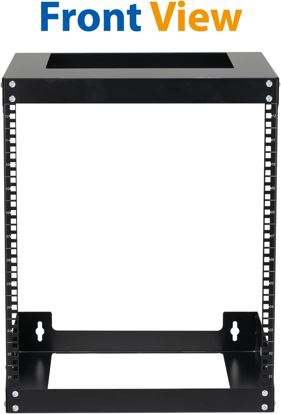 12U Wall Mount Rack Open Frame 19 Inch Server Equipment 2 Post Network Cabinet 18 inches Depth