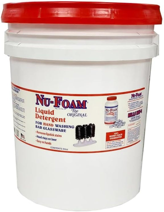 Nu-Foam Liquid Detergent for Bar Glassware – Original Streak-Free Solution - Hand Washing Bar
