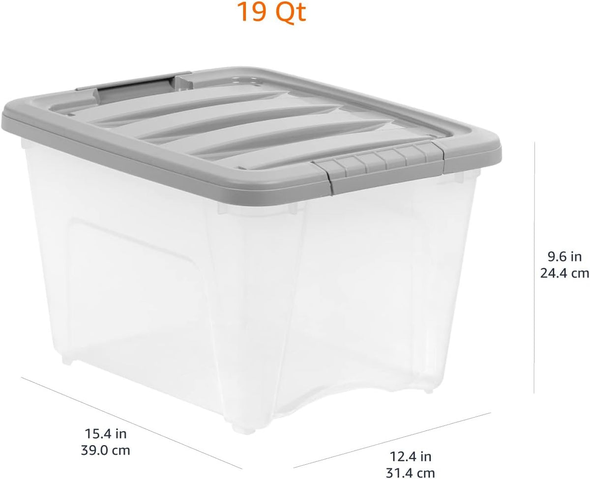 Amazon Basics Plastic Storage Containers with Secure Latching Lids, Stackable Organization Bins