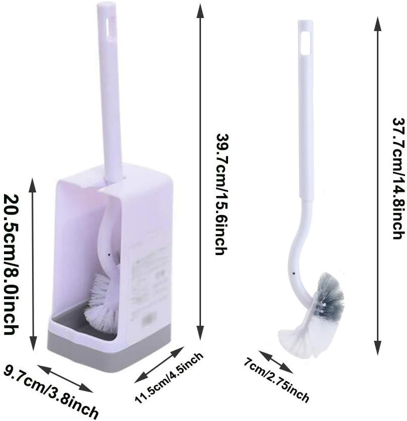 Marbarsse Bathroom Toilet Bowl Brush and Holder, Curved Design Toilet Brush for Deep Cleaning Under