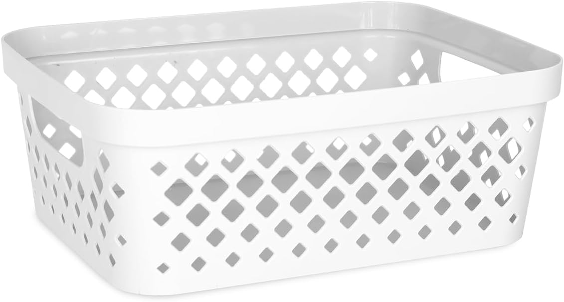 Glad Plastic Storage Basket Set, Value Pack of 6 | Open Storage Bins for Shelves, Bathroom, Pantry