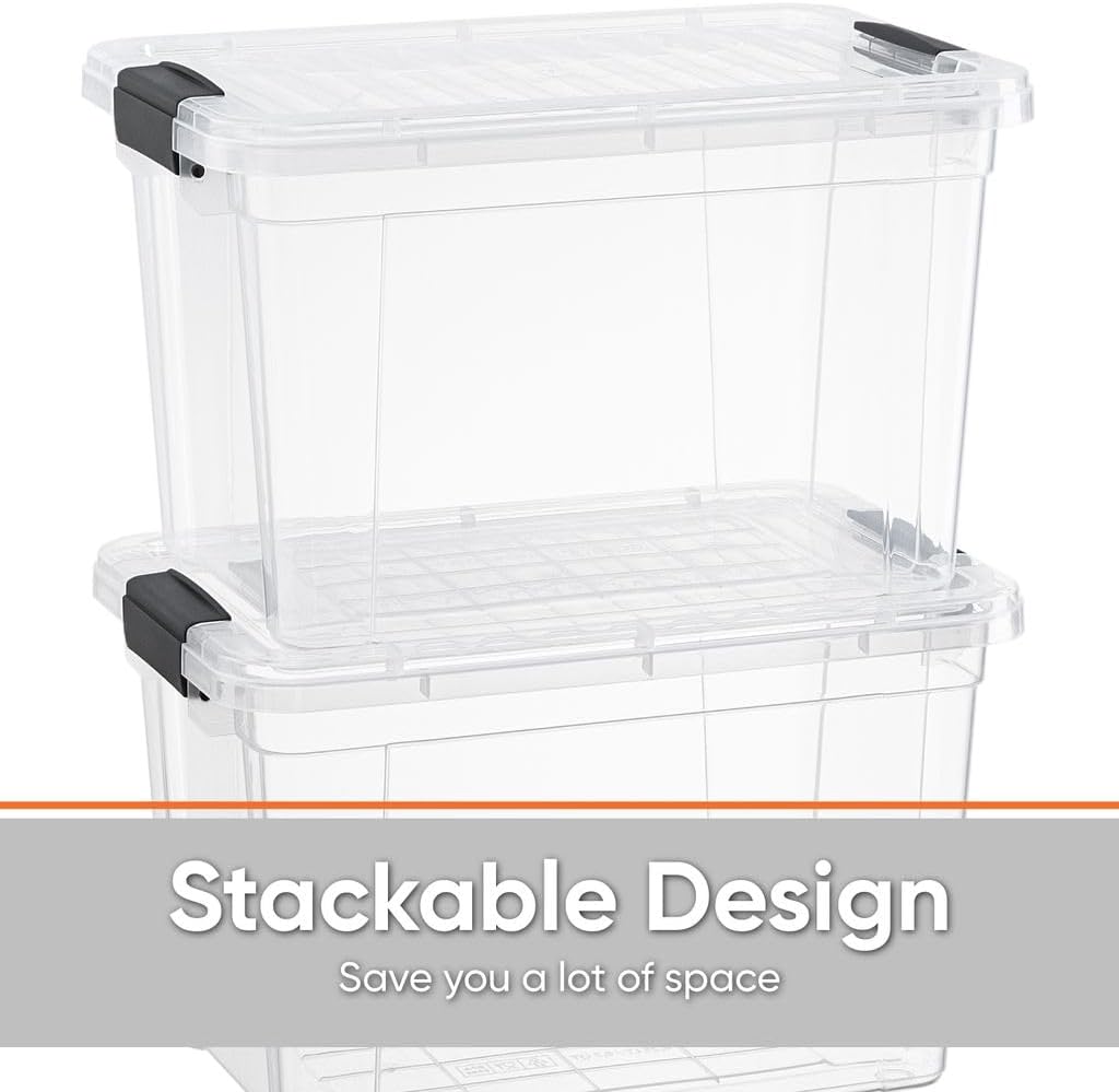 Superio Clear Storage Boxes with Lids, 8.75 Quart Plastic Container Bins for Organizing, Stackable