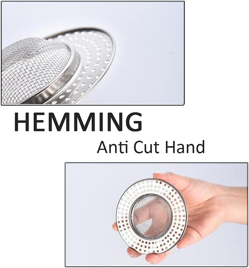 2pcs Heavy Duty Stainless Steel Slop Basket Filter Trap,3.54" Top / 1.65" Mesh Metal Sink