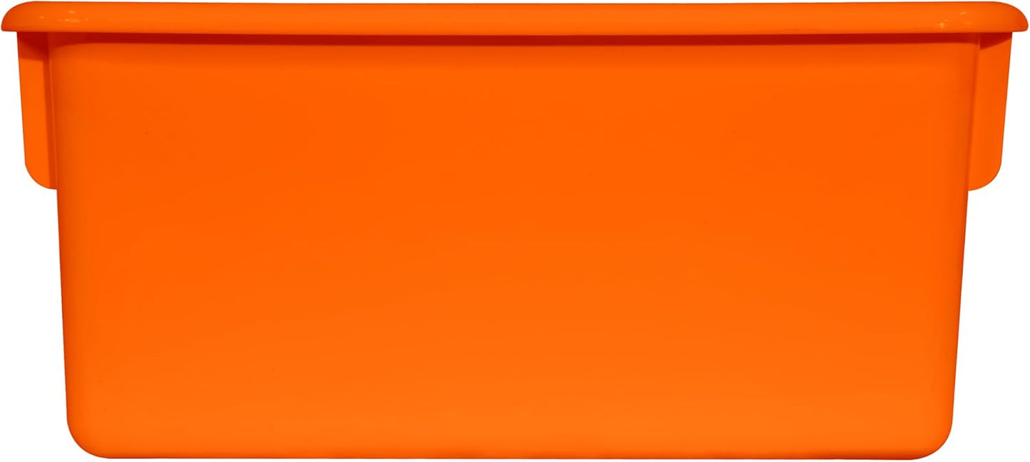 Wood Designs Cubby Storage Bin, Heavy Duty Plastic Containers for Kids Orange Cubby Tray Set of 25