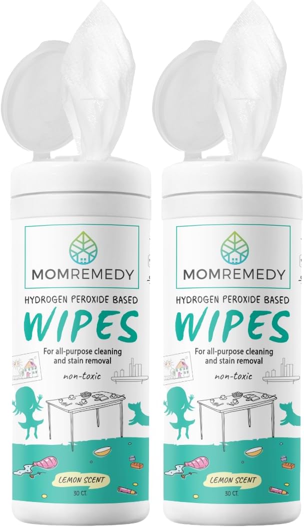 MOMREMEDY Hydrogen Peroxide Cleaning Wipes | All Purpose Cleaner and Stain Remover | Multipurpose