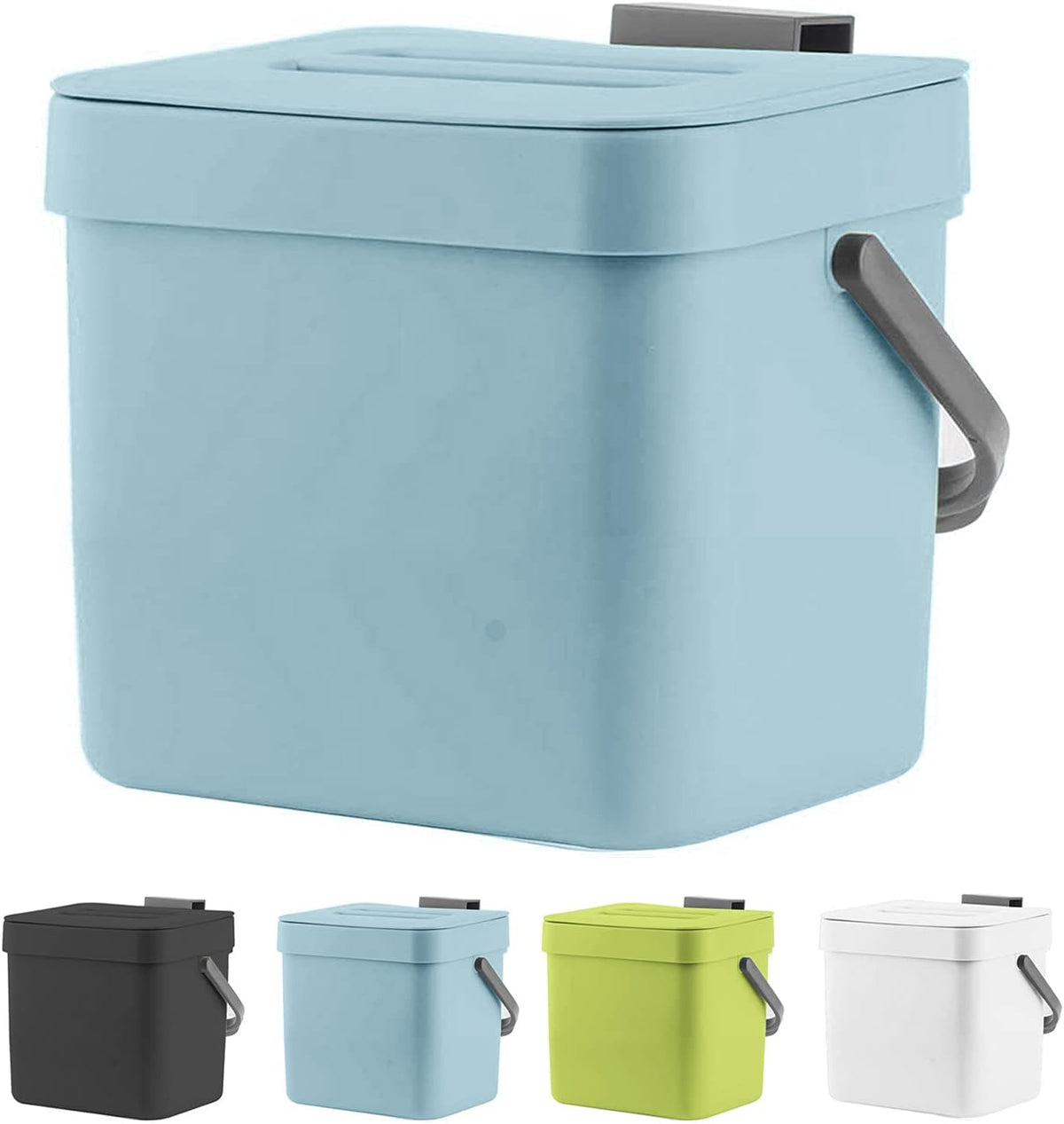 LALASTAR Kitchen Compost Bin, Hanging Trash Can with Lid for Kitchen Cabinet Door, Under Sink, Wall