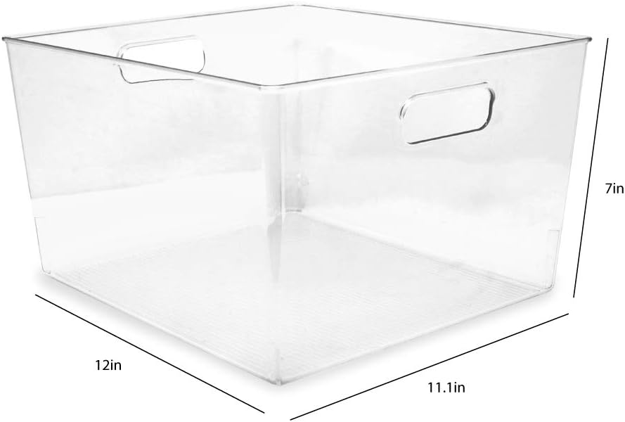 Isaac Jacobs 3-Pack XL Clear Storage Bins with Handles, Plastic Organizer for Office, Home