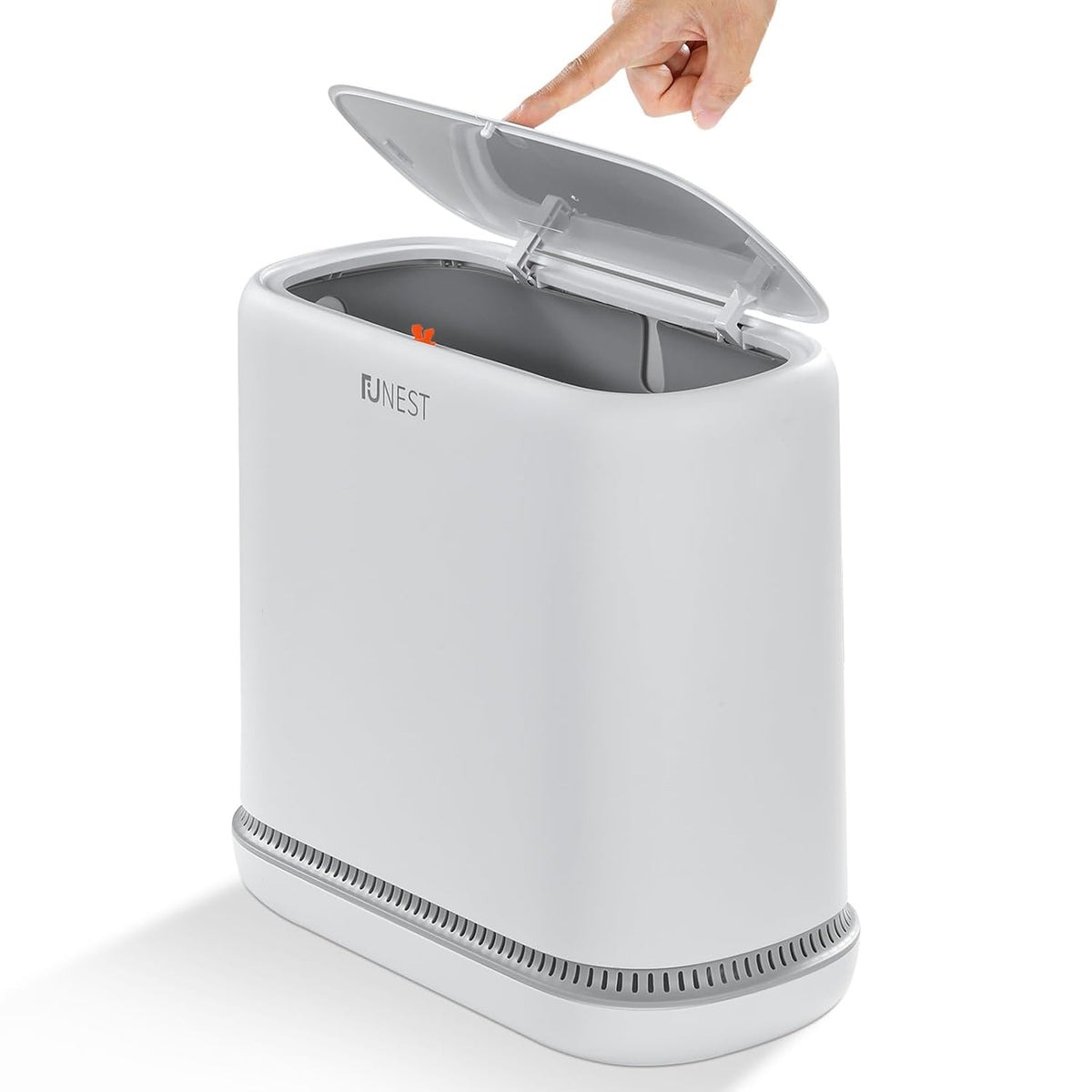 funest Bathroom Trash Can, 3.3 Gallon Slim Trash Can with Lid, Adsorption Garbage Can with