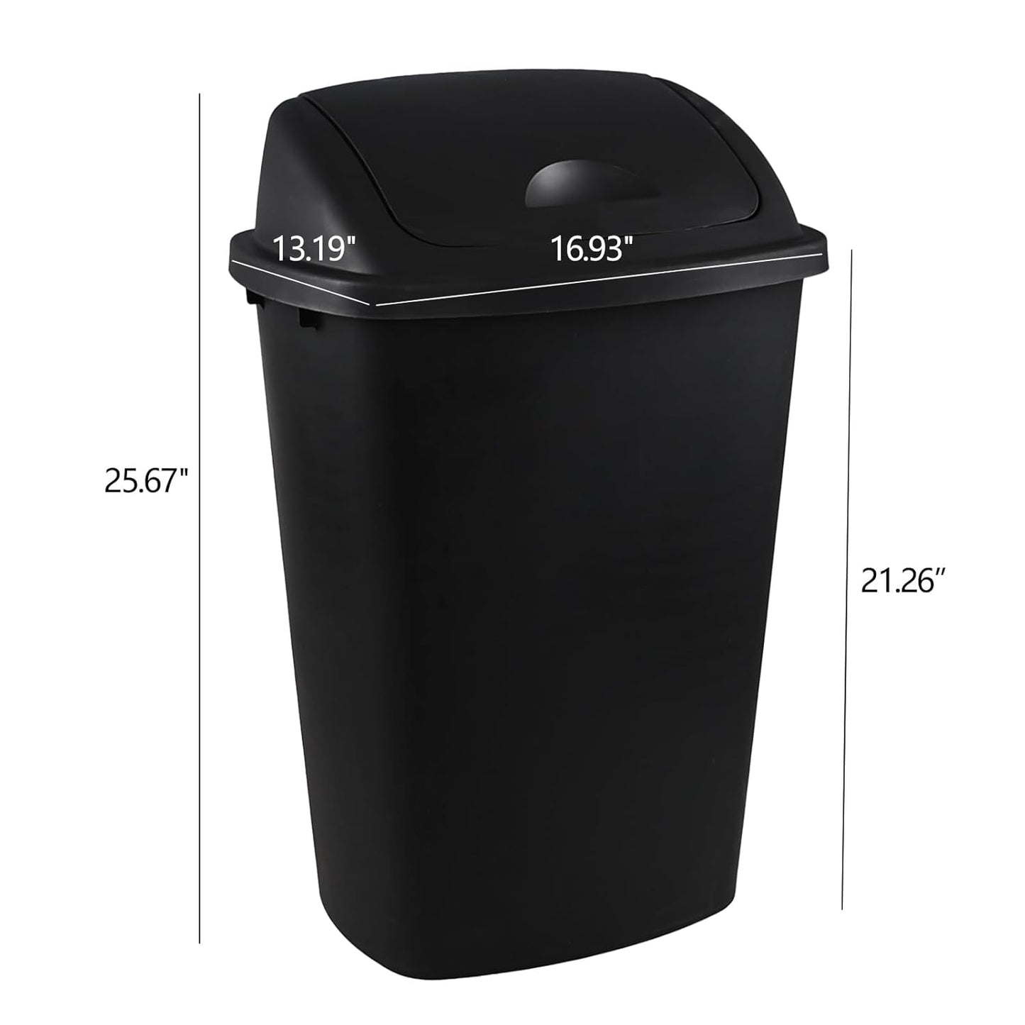 4-Pack 13 Gallon Plastic Swing Top Trash Can, Lidded Wastebasket Garbage Can for Kitchen, Garage