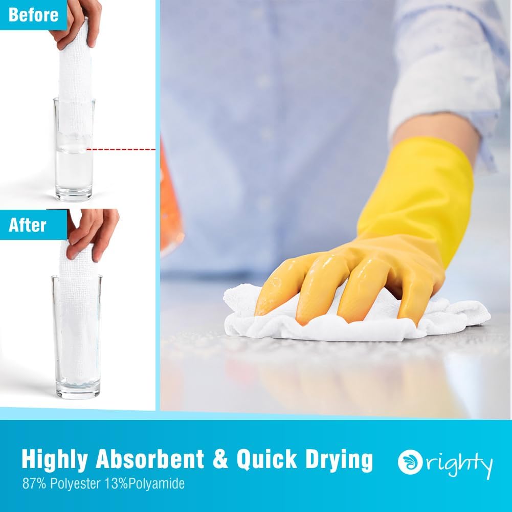 Orighty Microfiber Cleaning Cloth, 24 Pack Highly Absorbent Cleaning Supplies, Reusable Clean Rags