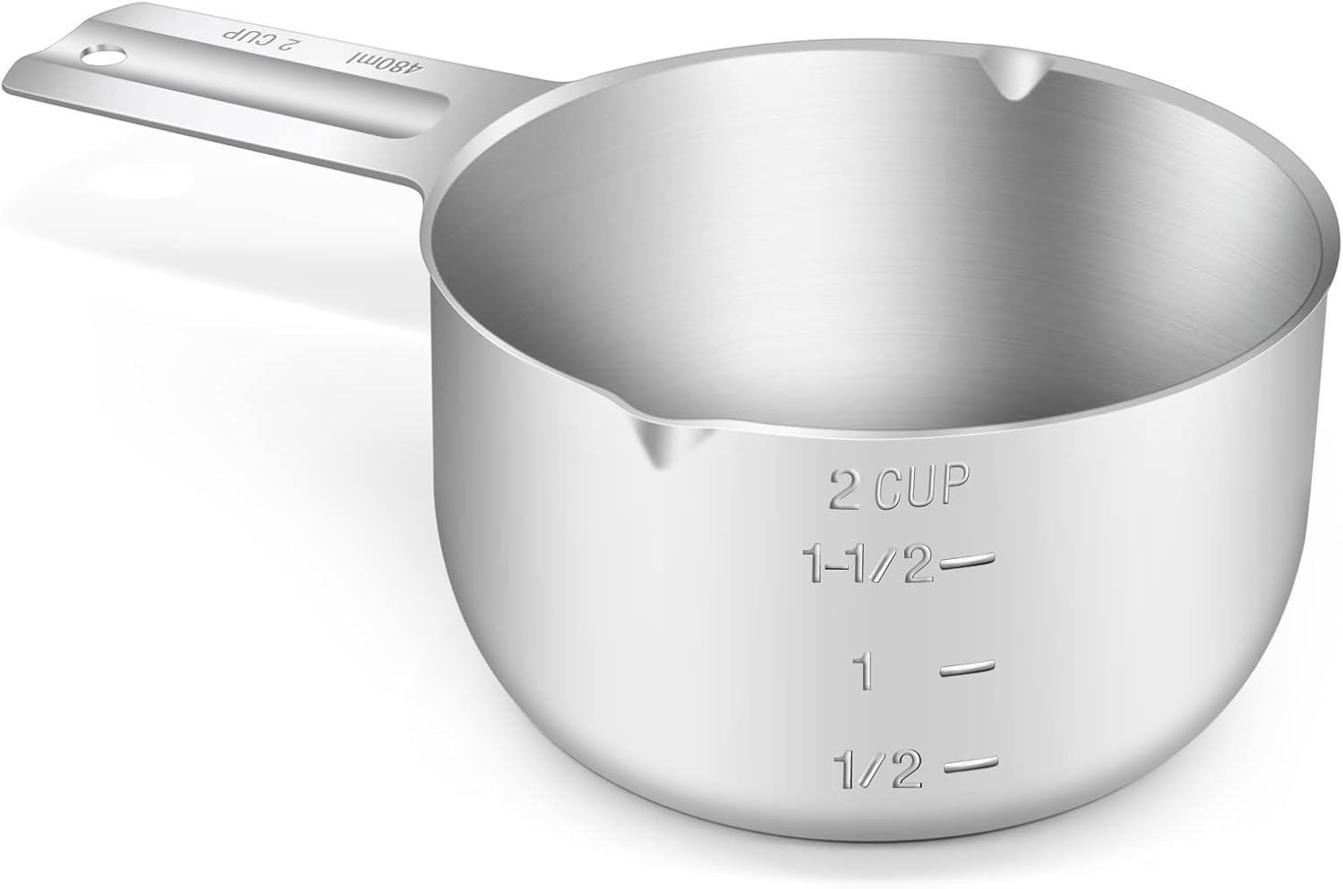 1PCS 2Cup (480ml, 16oz) Single Measuring Cup, Stainless Steel Measure Scoop, Metric and US