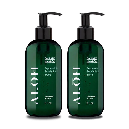 ALŌH Sanitizing Hand Gel 2-pack | Peppermint Eucalyptus + Aloe | 70% Alcohol Hydrating Hand