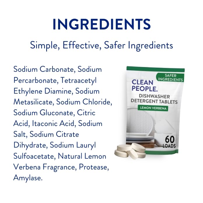 The Clean People Dishwasher Tablets - Cuts Grease & Rinses Sparkling Clean - Residue-Free