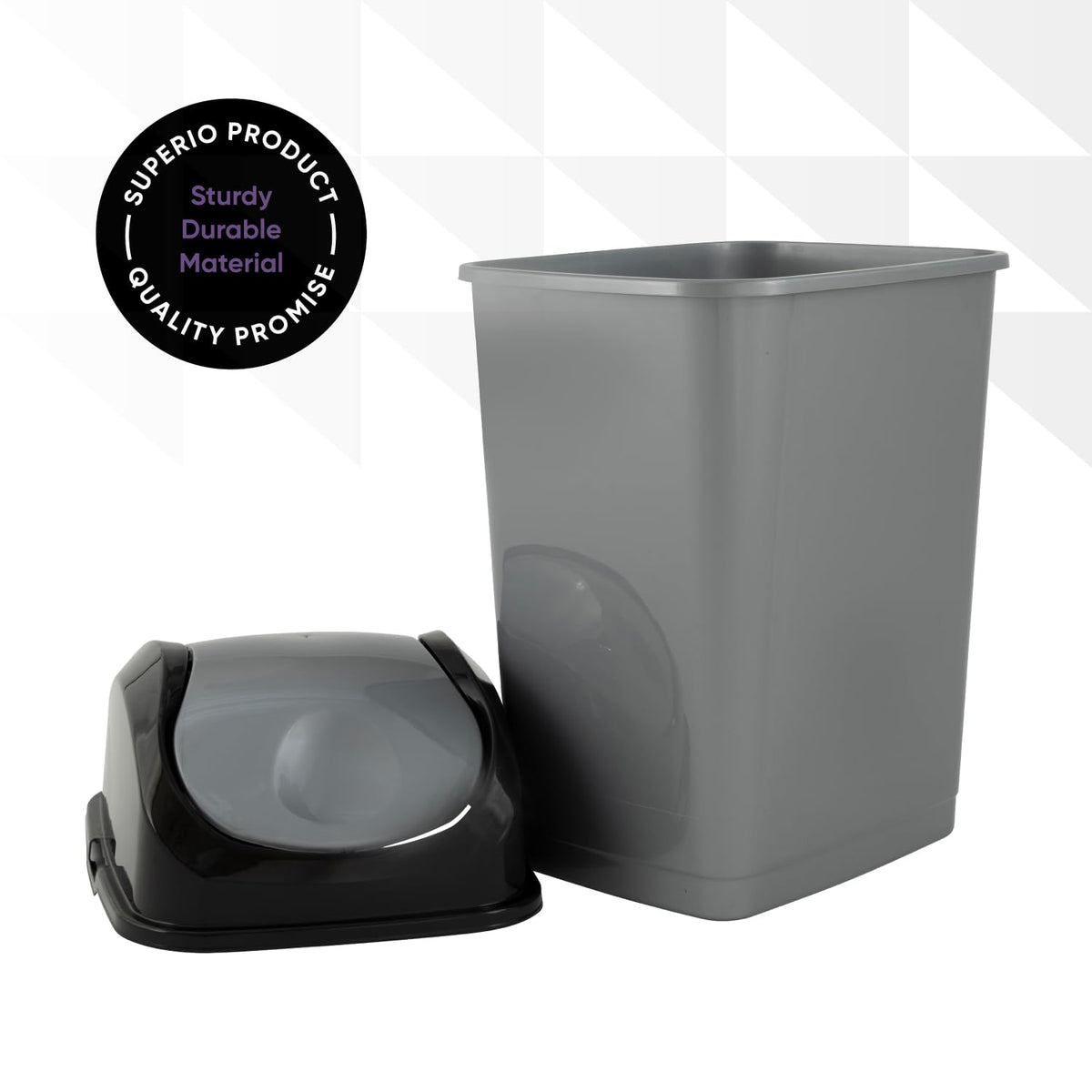 Superio Small Trash Can for Dorm with Lid 4.5 Gallon Plastic Swing Top Slim Garbage Can for Under