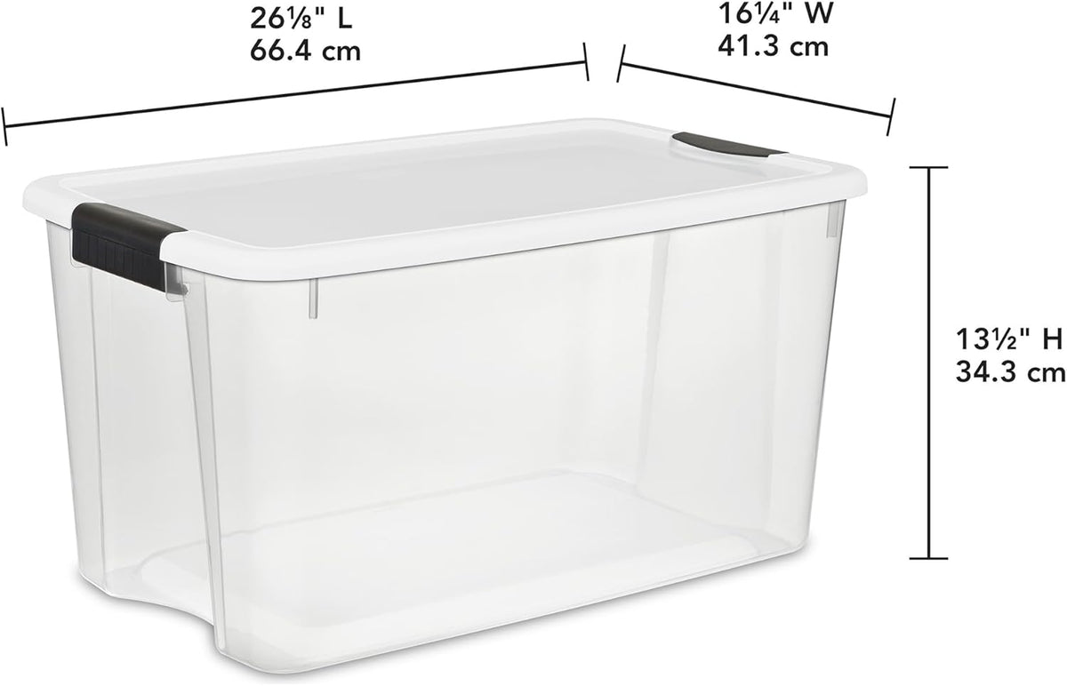 Sterilite 20-Pack Ultra Latching Box, Storage Bins with Lids, Clear Plastic, 70 Quart - Heavy-Duty