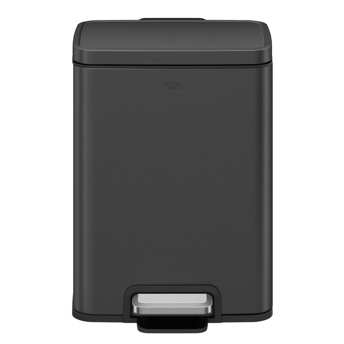 EKO Madison Matte Black 12L / 3.2 Gal Bathroom Trash Can with Lid and Removable Inner Basket