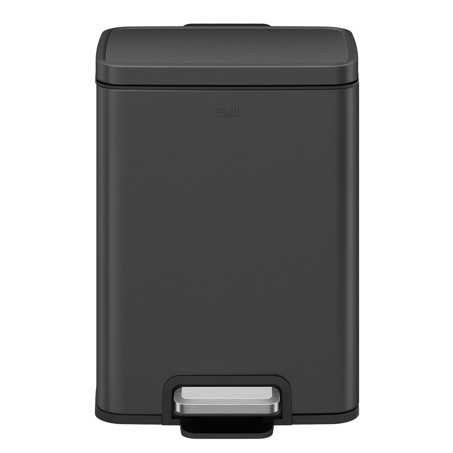 EKO Madison Matte Black 12L / 3.2 Gal Bathroom Trash Can with Lid and Removable Inner Basket